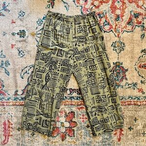 Chico's Cropped Linen Silk Blend Pants - Olive